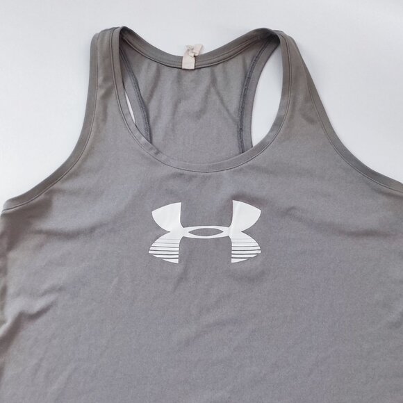 Under Armour HeatGear racer back Tank Top grey women's size L - Picture 2 of 10